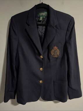 Lauren Ralph Lauren Vintage Navy Crest Wool Blazer
